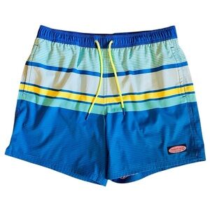 Vineyard Vines premium swim trunks pickets 6.5” inseam SZ L blue turquoise